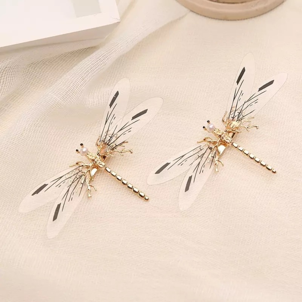 Bohemian Beautiful Gold Dragonfly Hair Clips - Picture 3 of 16